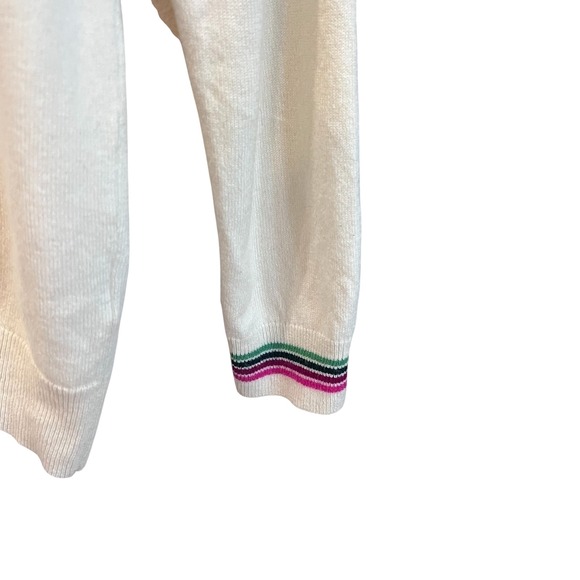 Boden Womens Wool Cashmere V-Neck Striped Trim Preppy Sweater Cream  Size M - Picture 5 of 5